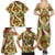 Brown Hawaii Plumeria Lei With Tropical Leaves Family Matching Summer Maxi Dress and Hawaiian Shirt