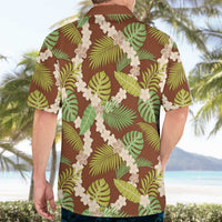 Brown Hawaii Plumeria Lei With Tropical Leaves Hawaiian Shirt