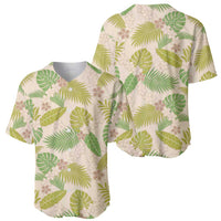 Beige Hawaii Plumeria Lei With Tropical Leaves Baseball Jersey