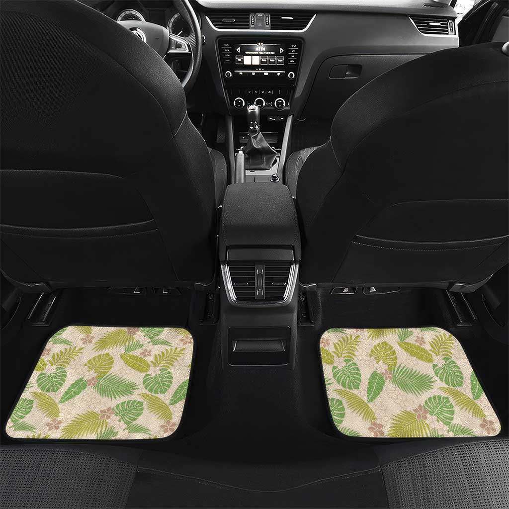 Beige Hawaii Plumeria Lei With Tropical Leaves Car Mats