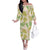 Beige Hawaii Plumeria Lei With Tropical Leaves Family Matching Off The Shoulder Long Sleeve Dress and Hawaiian Shirt