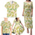 Beige Hawaii Plumeria Lei With Tropical Leaves Family Matching Puletasi and Hawaiian Shirt