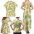Beige Hawaii Plumeria Lei With Tropical Leaves Family Matching Summer Maxi Dress and Hawaiian Shirt