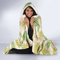 Beige Hawaii Plumeria Lei With Tropical Leaves Hooded Blanket