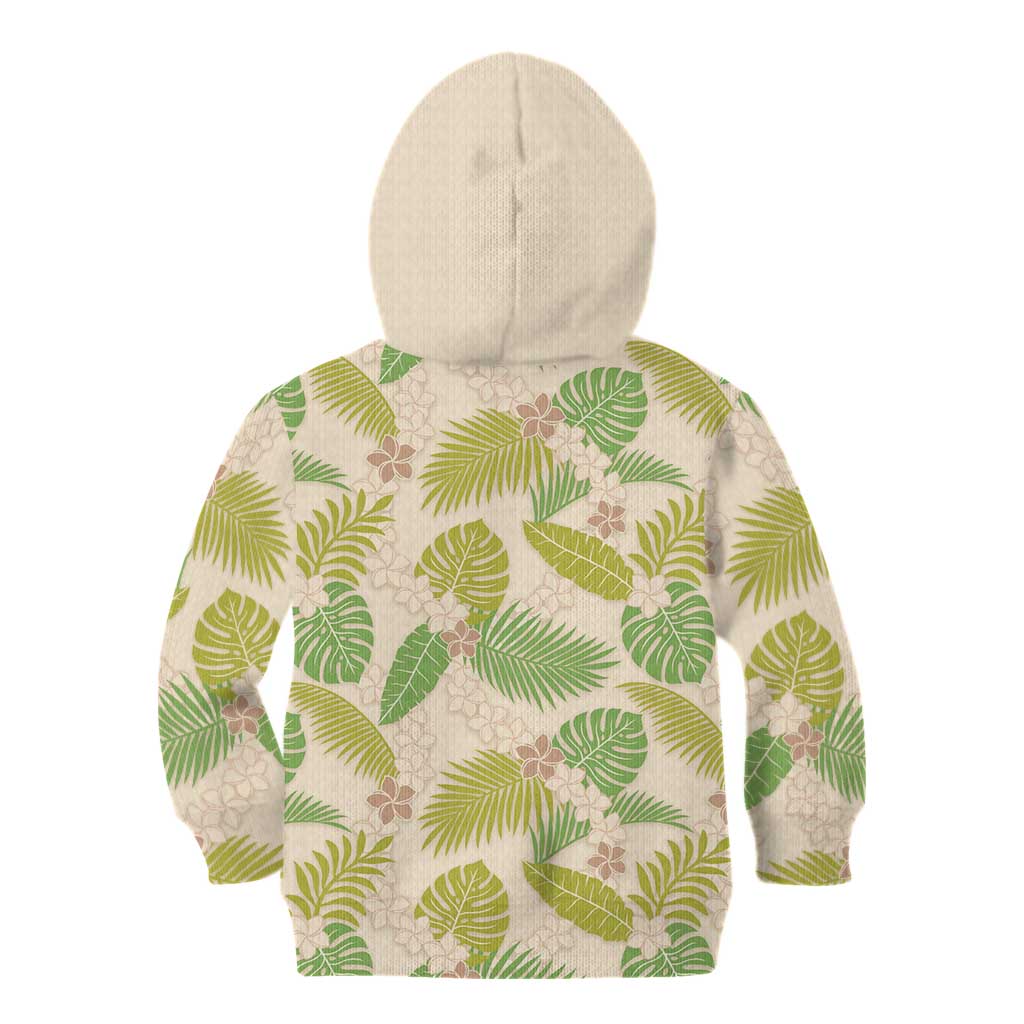 Beige Hawaii Plumeria Lei With Tropical Leaves Kid Hoodie
