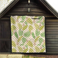 Beige Hawaii Plumeria Lei With Tropical Leaves Quilt LT14 - Polynesian Pride