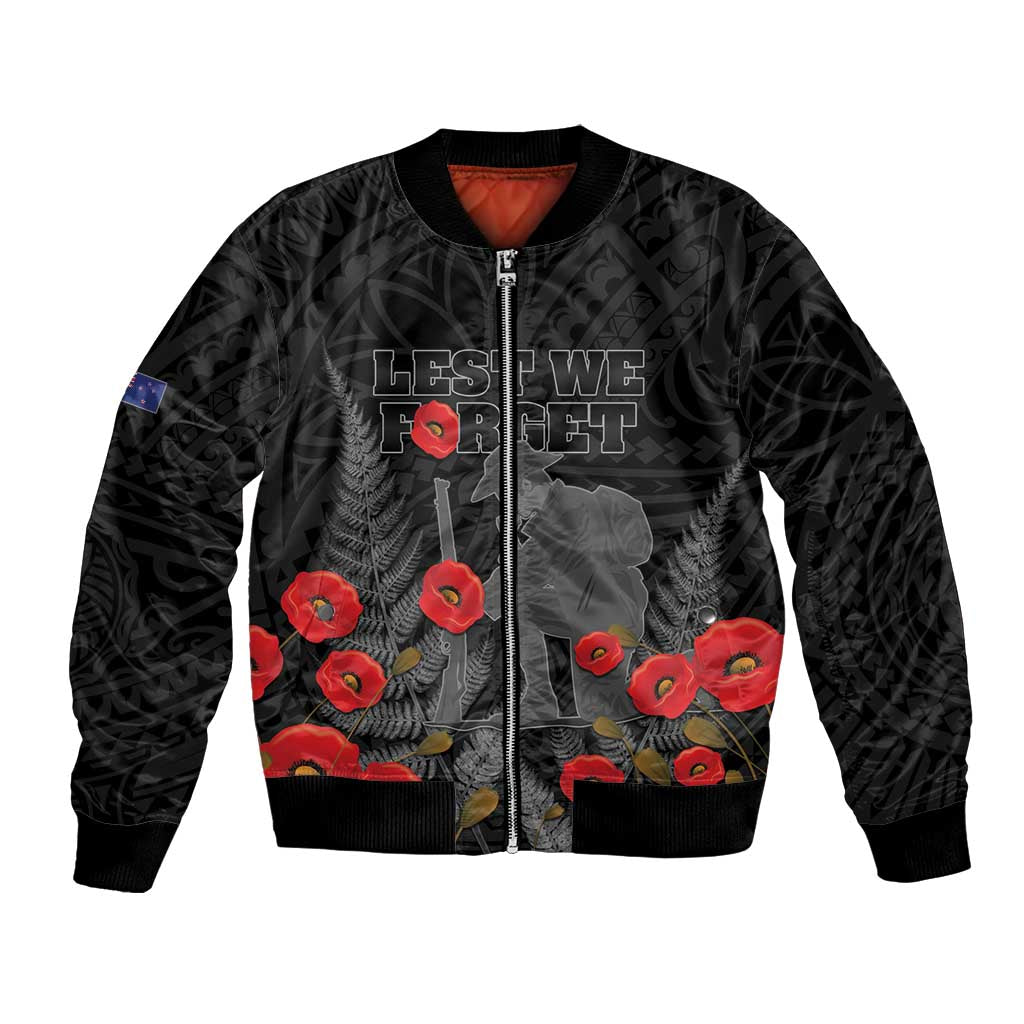 Personalised New Zealand ANZAC Day Bomber Jacket Lest We Forget Soldier Memorial