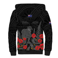 Personalised New Zealand ANZAC Day Sherpa Hoodie Lest We Forget Soldier Memorial