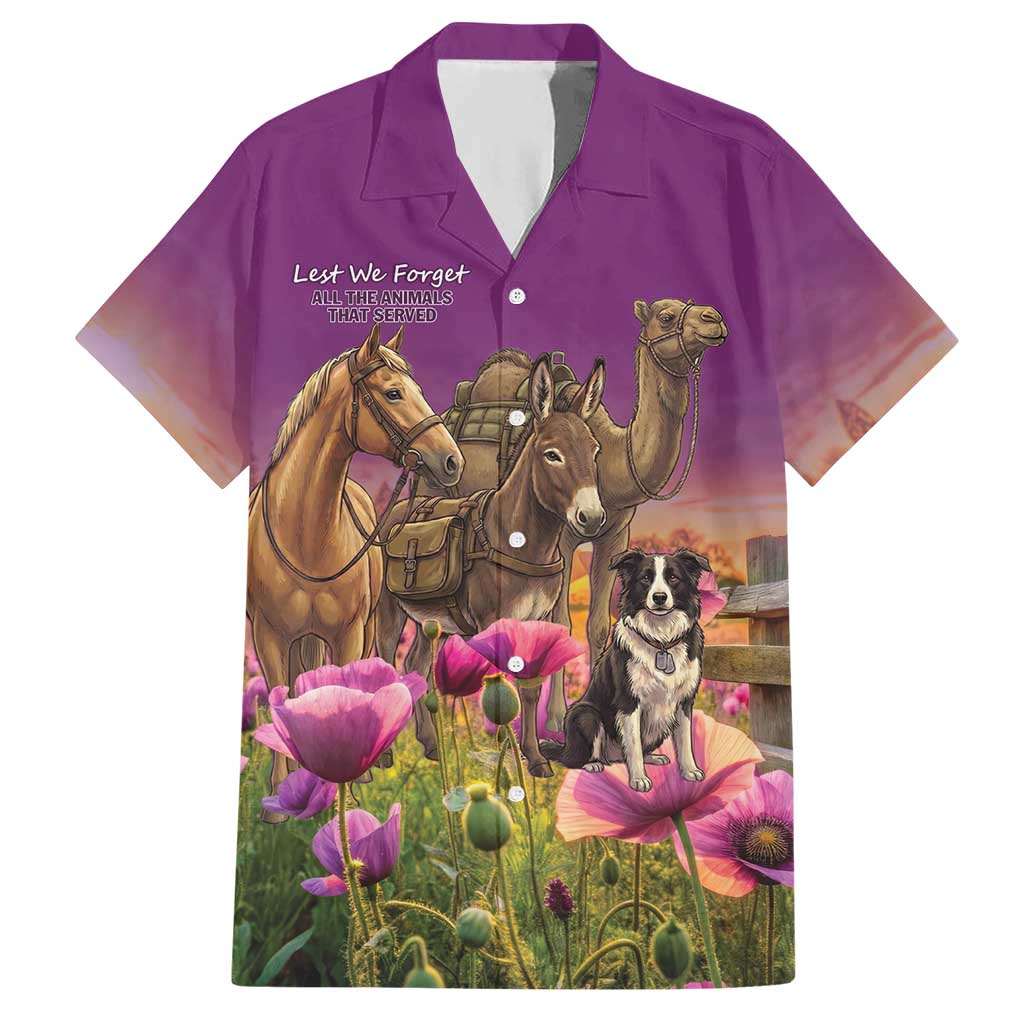 ANZAC Day Hawaiian Shirt Lest We Forget The Animals Of War LT15 Purple - Polynesian Pride