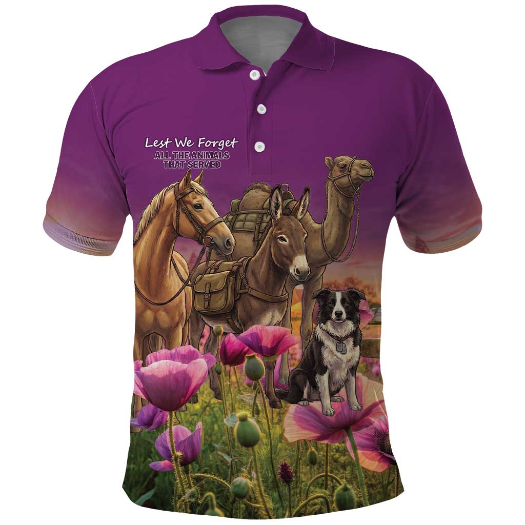 ANZAC Day Polo Shirt Lest We Forget The Animals Of War