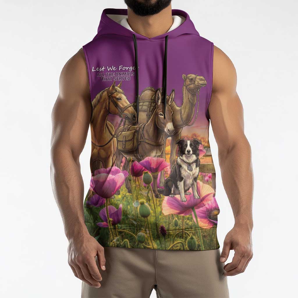 ANZAC Day Sleeveless Hoodie Lest We Forget The Animals Of War LT15 - Polynesian Pride