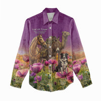 ANZAC Day Women Casual Shirt Lest We Forget The Animals Of War