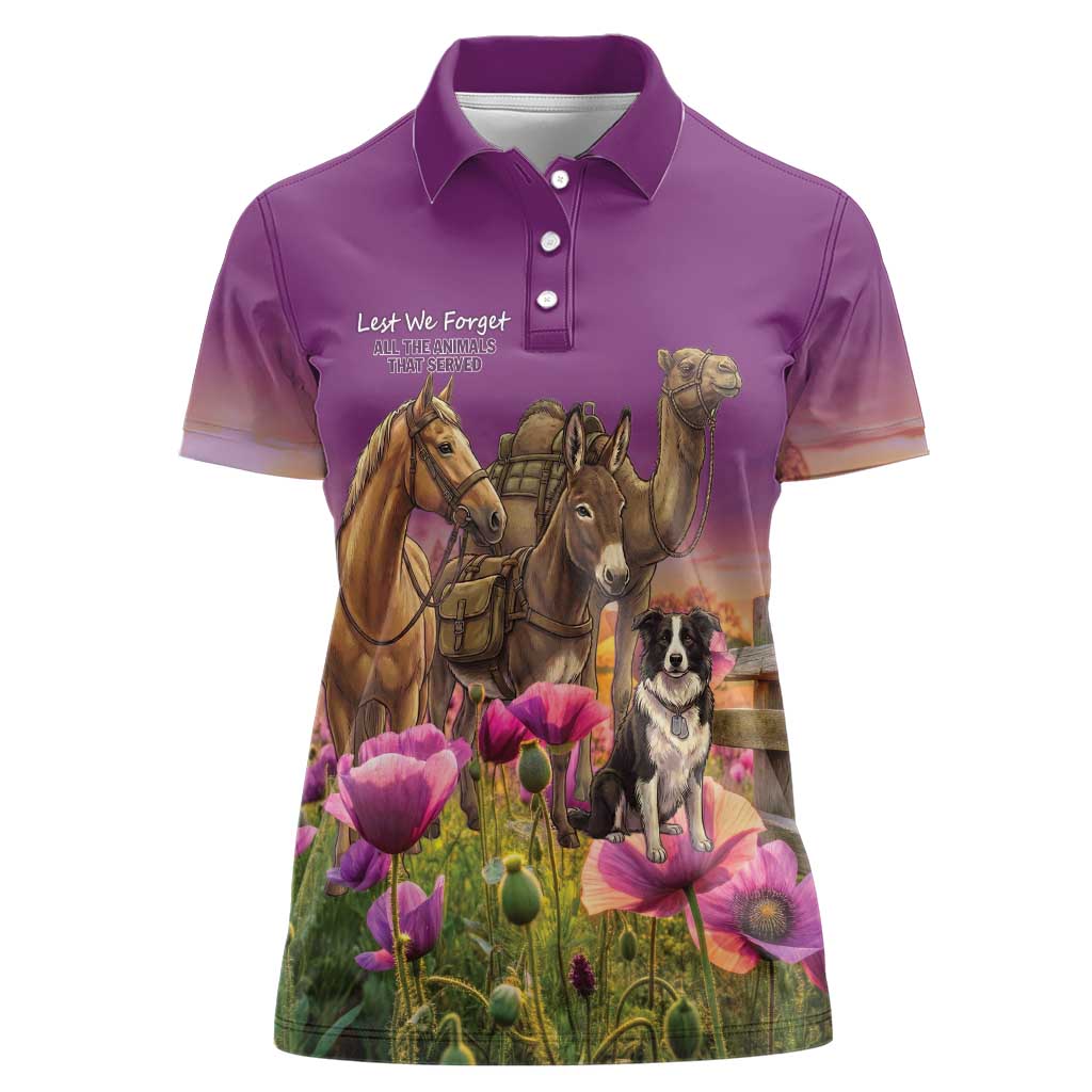 ANZAC Day Women Polo Shirt Lest We Forget The Animals Of War