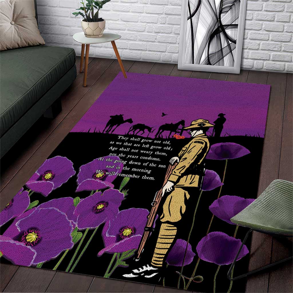 ANZAC Soldier and War Animals Area Rug We Will Remember Them