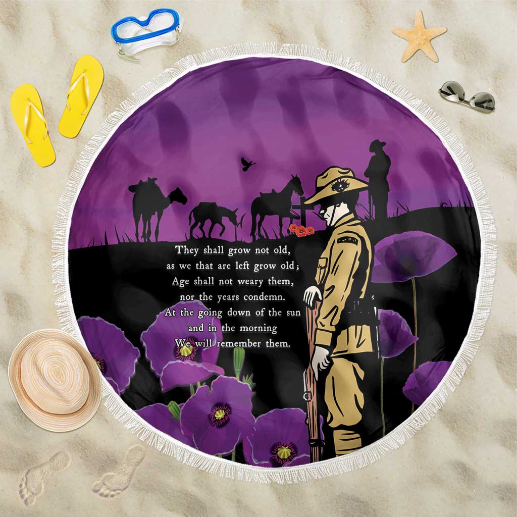 ANZAC Soldier and War Animals Beach Blanket We Will Remember Them