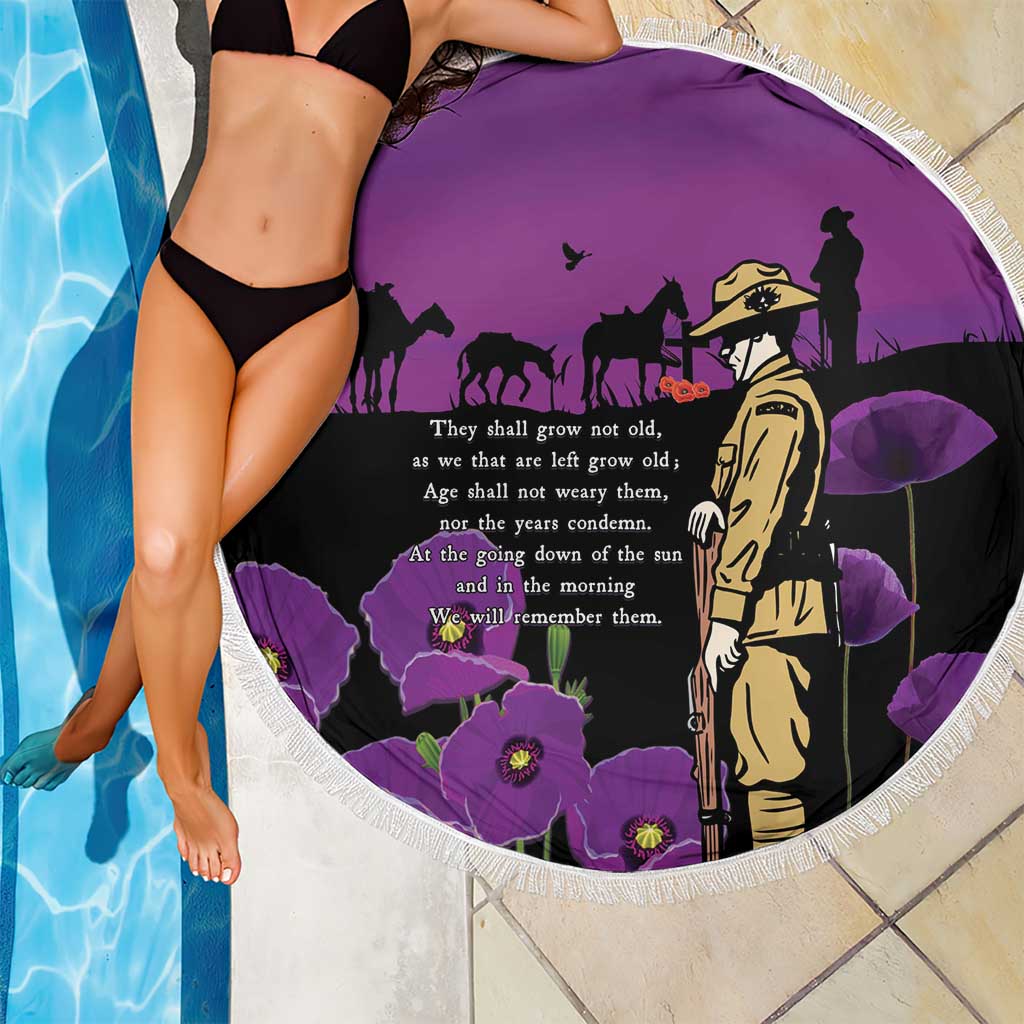 ANZAC Soldier and War Animals Beach Blanket We Will Remember Them