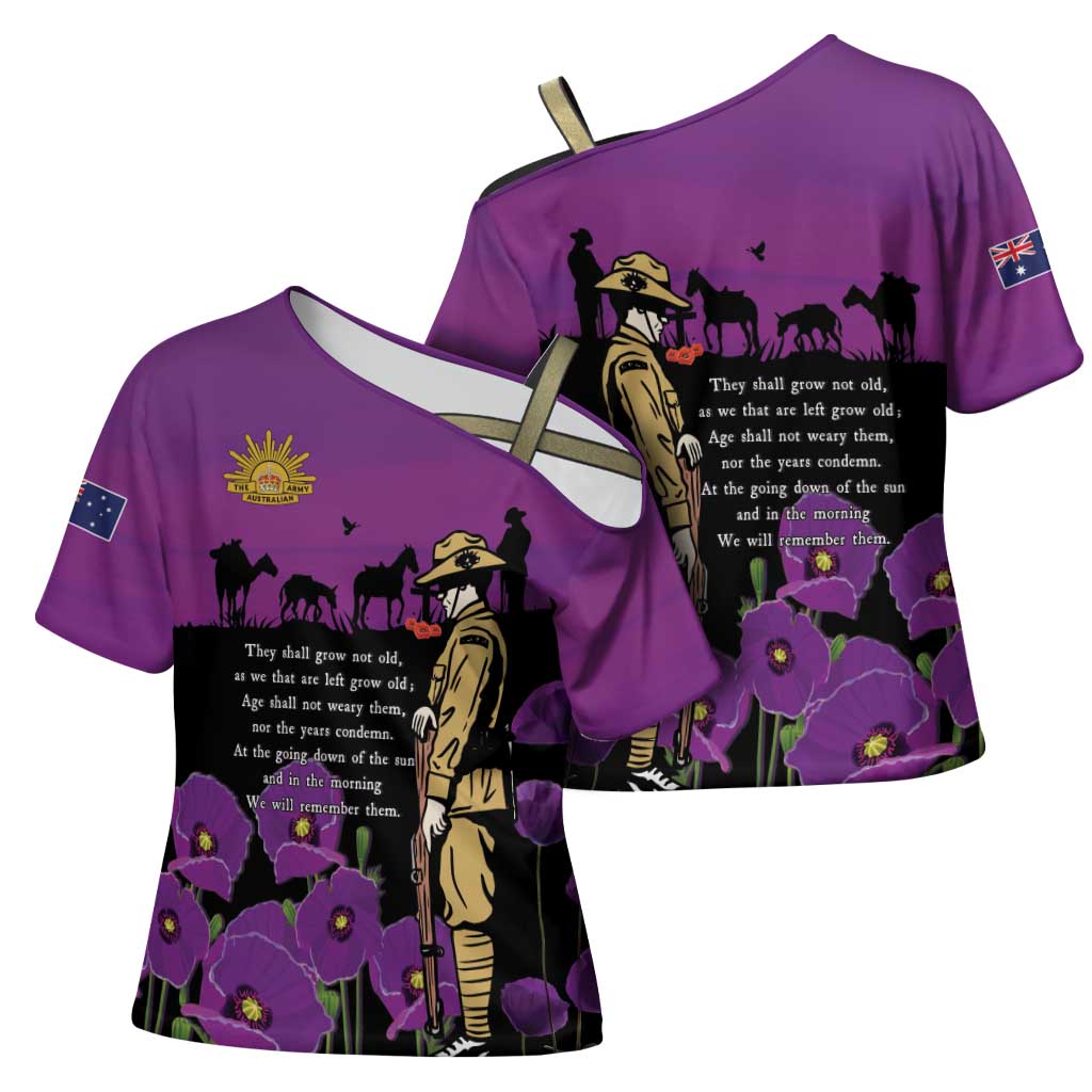 ANZAC Soldier and War Animals Cross Shoulder Shirt We Will Remember Them