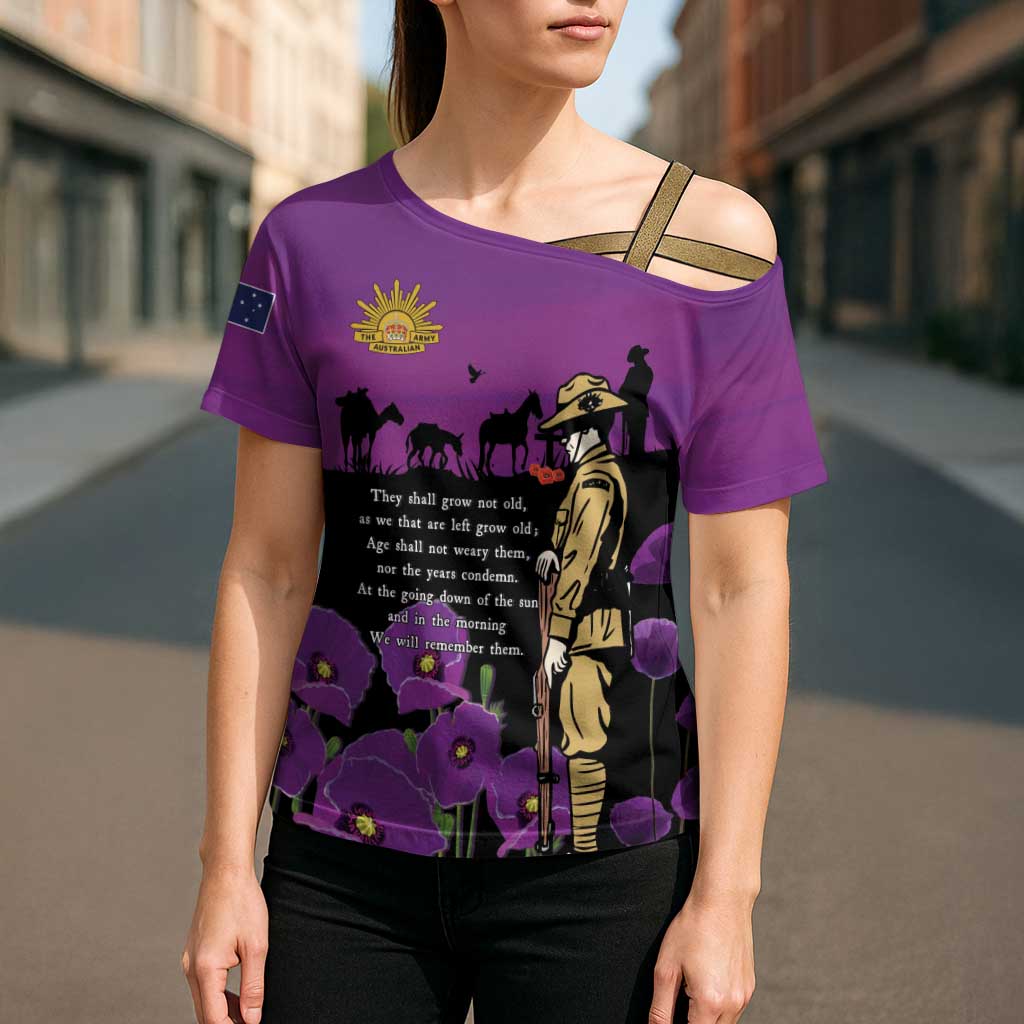 ANZAC Soldier and War Animals Cross Shoulder Shirt We Will Remember Them
