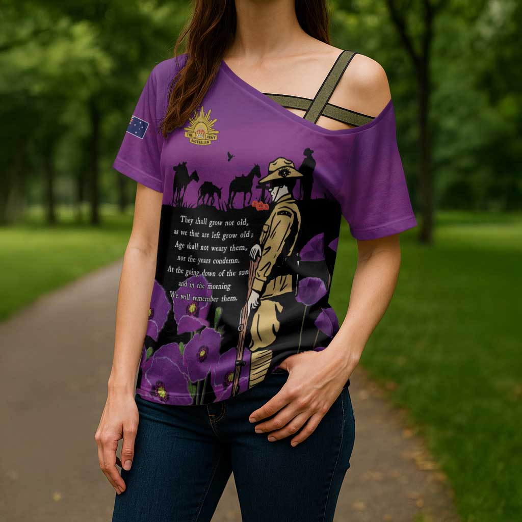 ANZAC Soldier and War Animals Cross Shoulder Shirt We Will Remember Them
