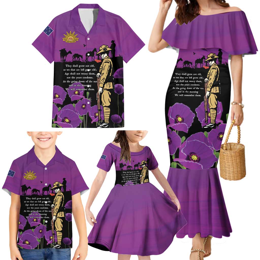ANZAC Soldier and War Animals Family Matching Mermaid Dress and Hawaiian Shirt We Will Remember Them LT15 - Polynesian Pride