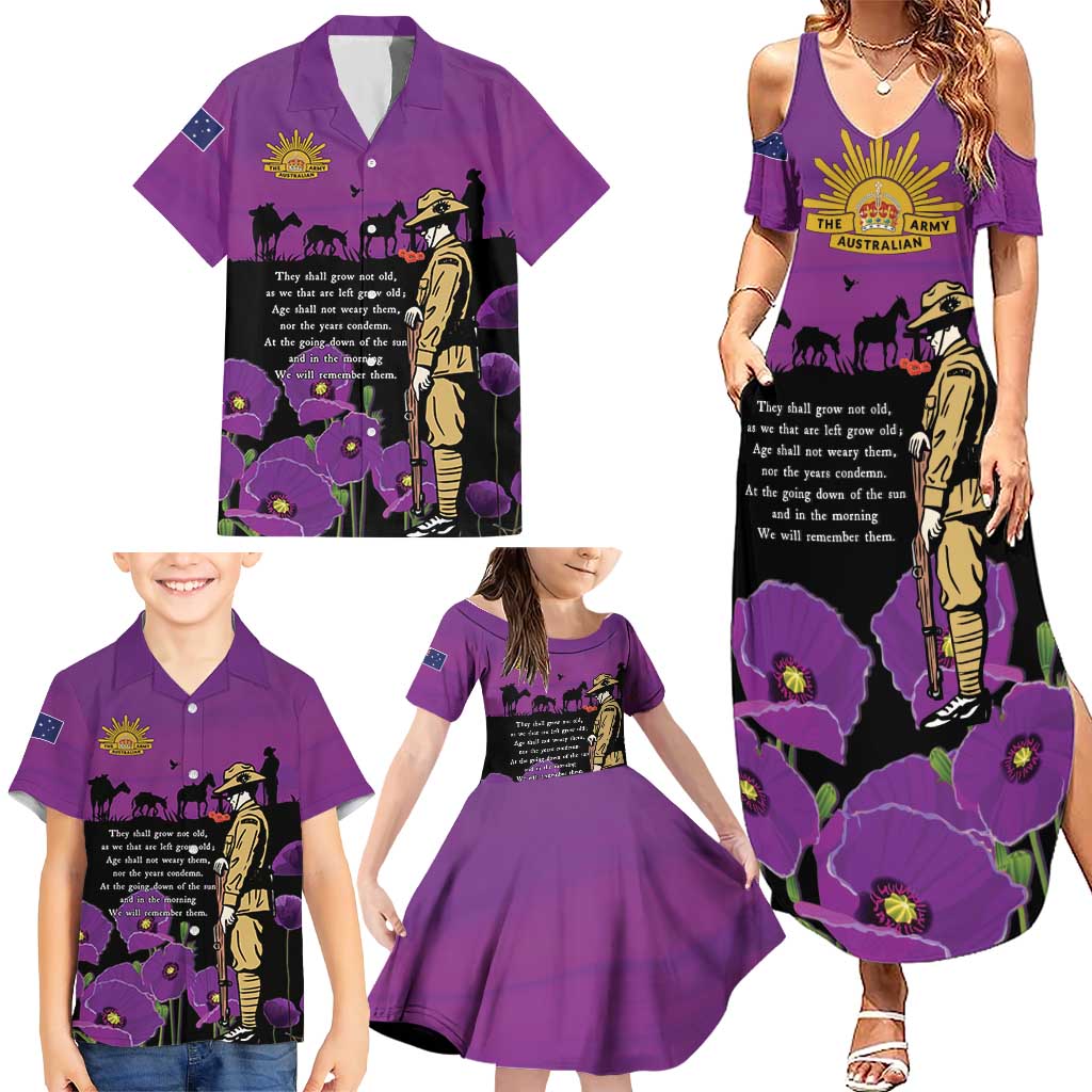 ANZAC Soldier and War Animals Family Matching Summer Maxi Dress and Hawaiian Shirt We Will Remember Them