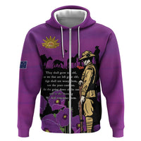 ANZAC Soldier and War Animals Hoodie We Will Remember Them LT15 Zip Hoodie Purple - Polynesian Pride