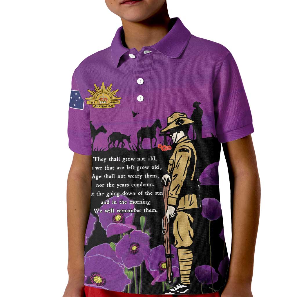 ANZAC Soldier and War Animals Kid Polo Shirt We Will Remember Them