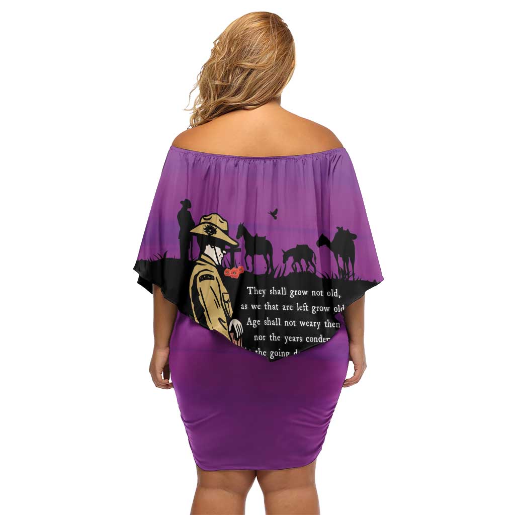 ANZAC Soldier and War Animals Off Shoulder Short Dress We Will Remember Them LT15 - Polynesian Pride