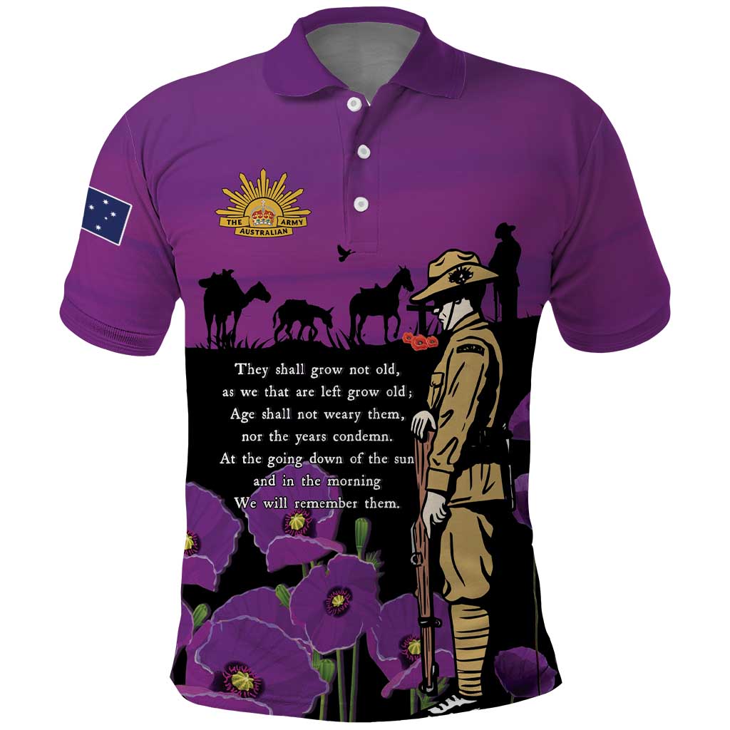 ANZAC Soldier and War Animals Polo Shirt We Will Remember Them