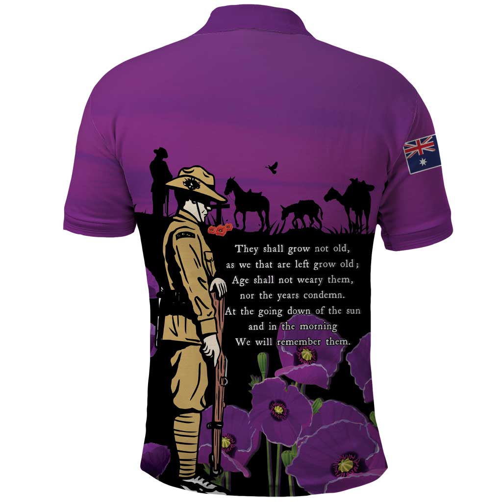 ANZAC Soldier and War Animals Polo Shirt We Will Remember Them