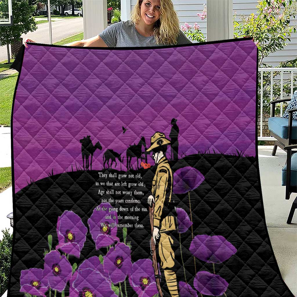 ANZAC Soldier and War Animals Quilt We Will Remember Them LT15 Purple - Polynesian Pride