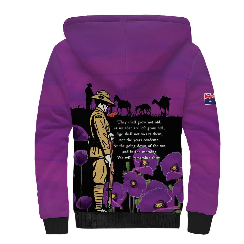ANZAC Soldier and War Animals Sherpa Hoodie We Will Remember Them