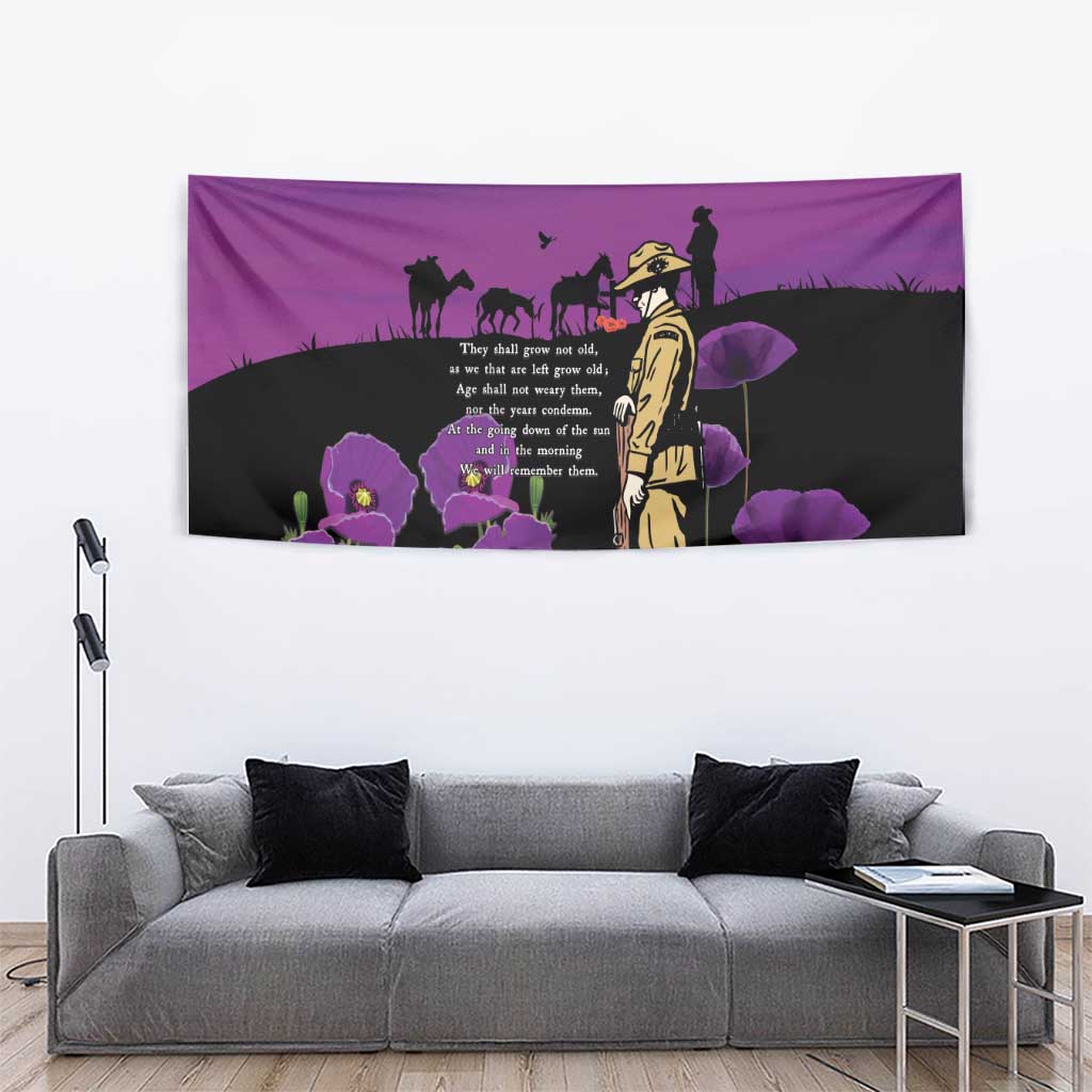 ANZAC Soldier and War Animals Tapestry We Will Remember Them