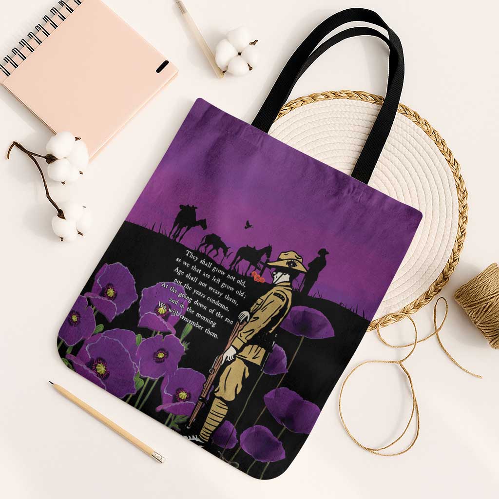 ANZAC Soldier and War Animals Tote Bag We Will Remember Them