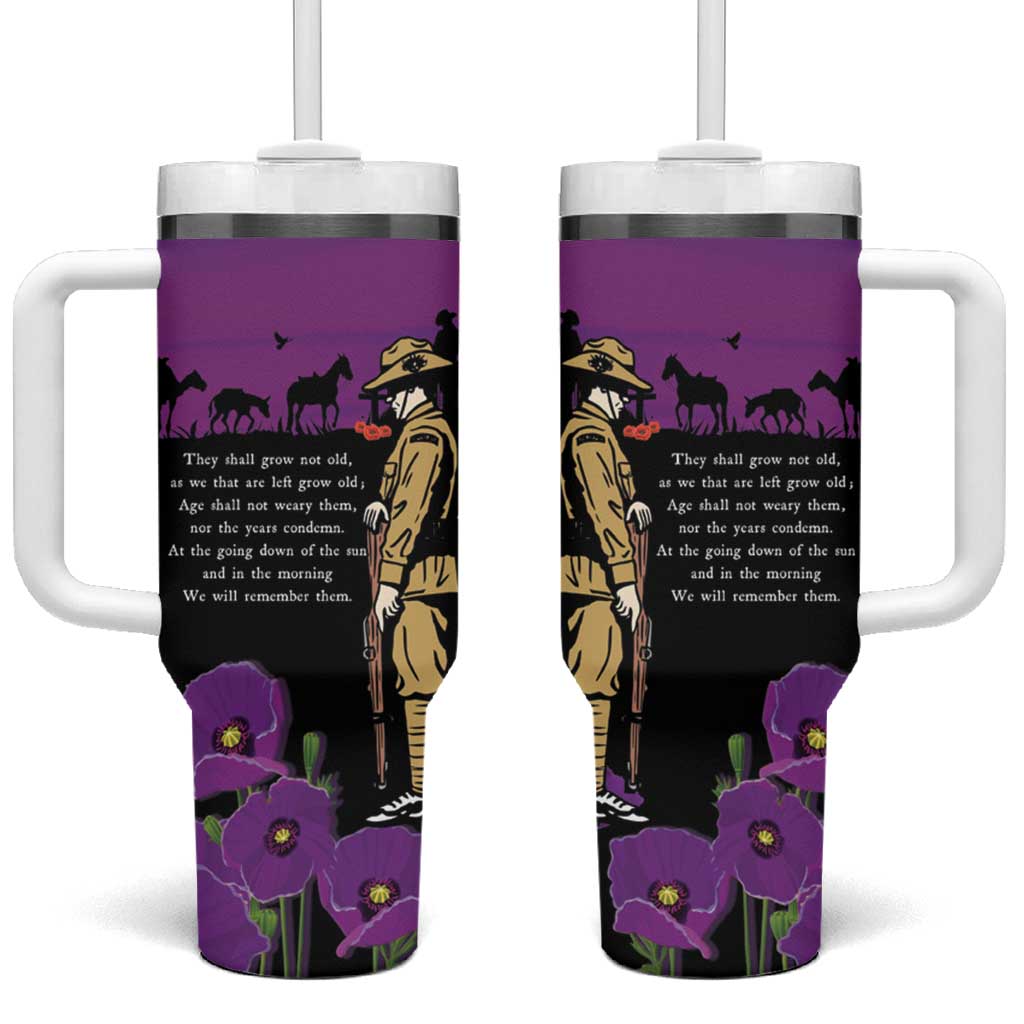 ANZAC Soldier and War Animals Tumbler With Handle We Will Remember Them LT15 One Size: 40 oz Purple - Polynesian Pride
