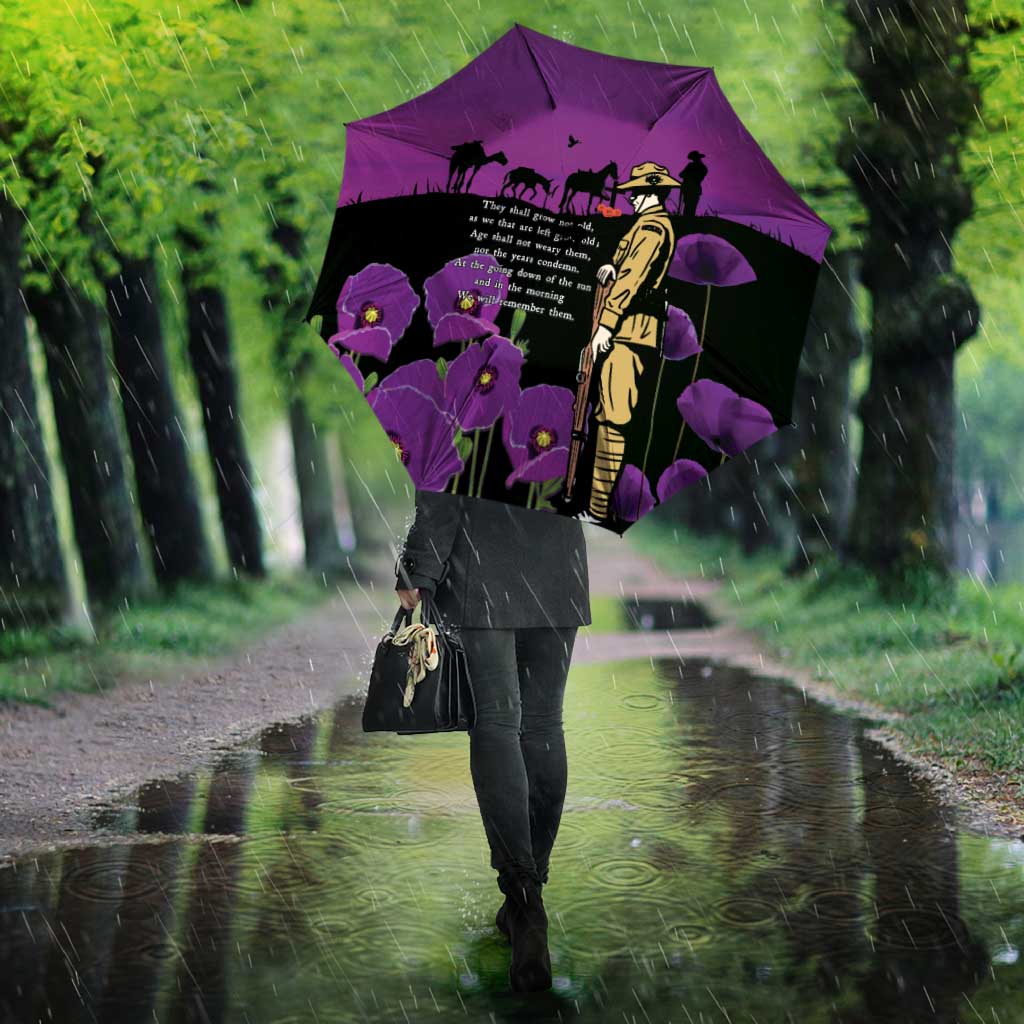 ANZAC Soldier and War Animals Umbrella We Will Remember Them