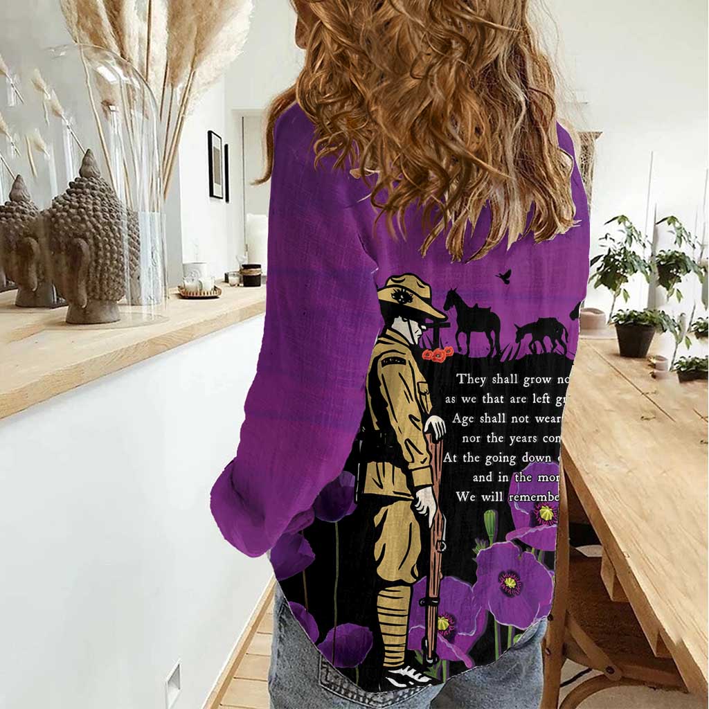 ANZAC Soldier and War Animals Women Casual Shirt We Will Remember Them LT15 - Polynesian Pride