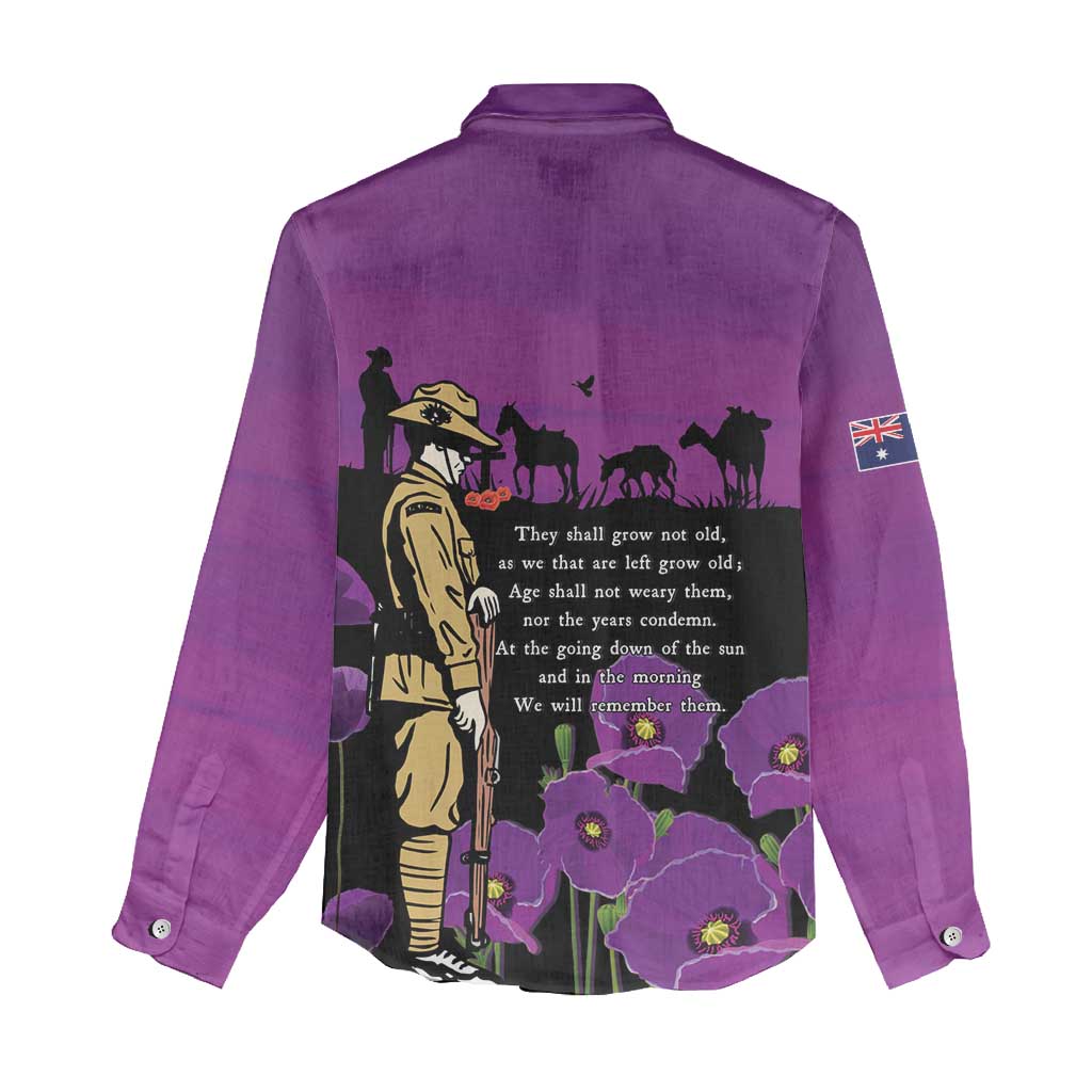 ANZAC Soldier and War Animals Women Casual Shirt We Will Remember Them LT15 - Polynesian Pride
