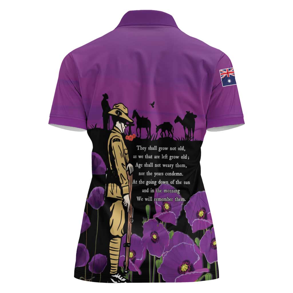 ANZAC Soldier and War Animals Women Polo Shirt We Will Remember Them