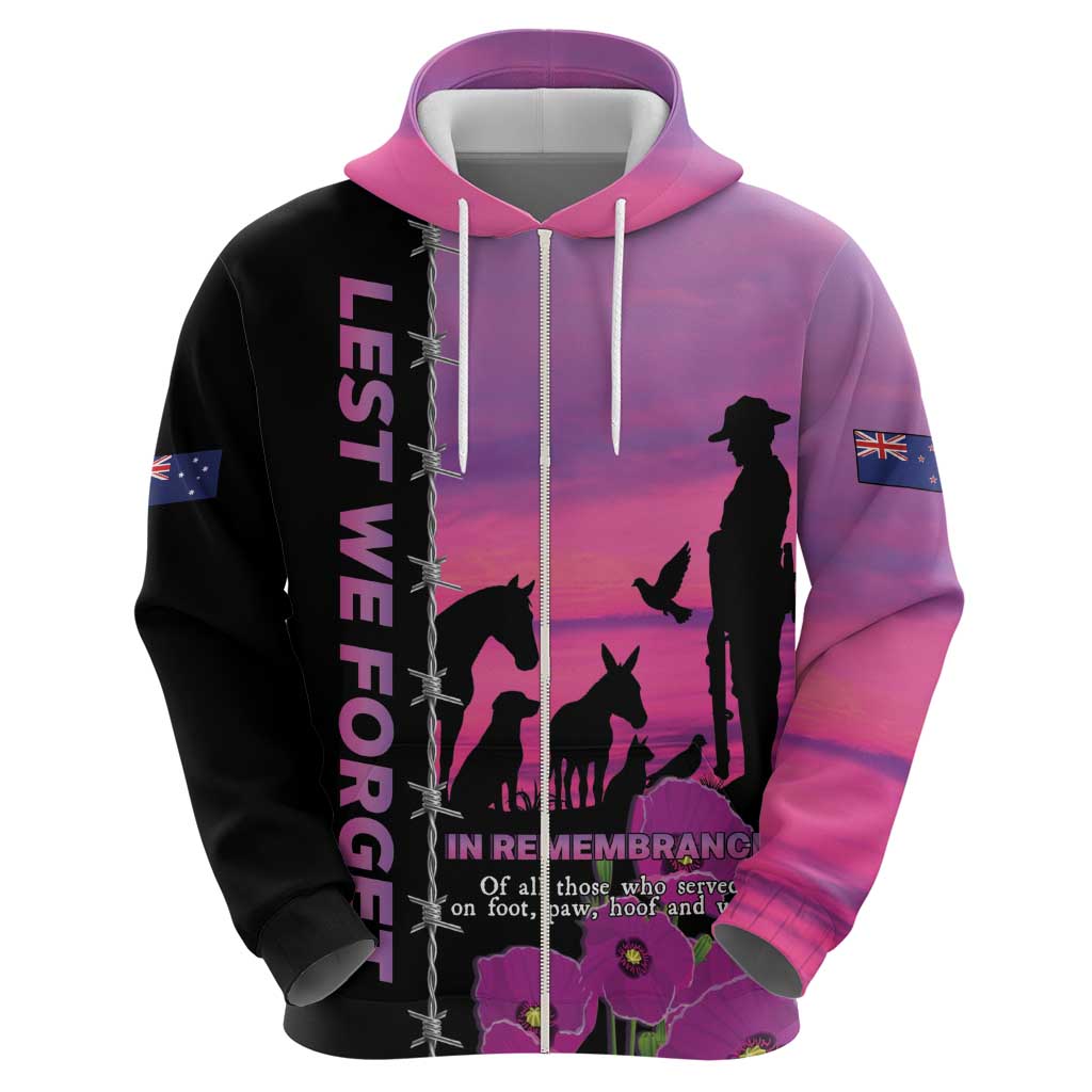 Personalised ANZAC War Animals Hoodie Lest We Forget Memorial LT15 - Polynesian Pride