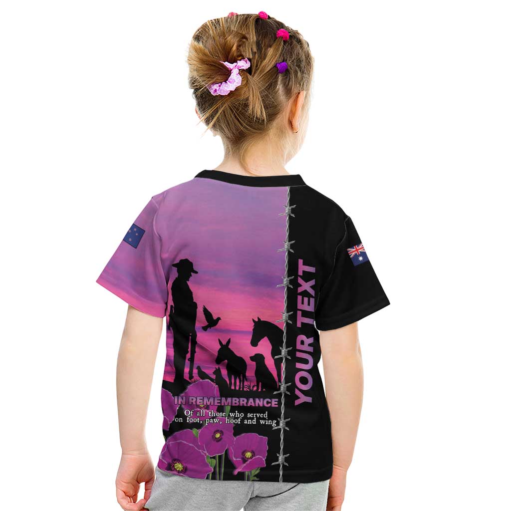 Personalised ANZAC War Animals Kid T Shirt Lest We Forget Memorial