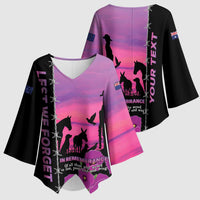 Personalised ANZAC War Animals Kimono Sleeve Blouse Lest We Forget Memorial