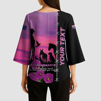 Personalised ANZAC War Animals Kimono Sleeve Blouse Lest We Forget Memorial
