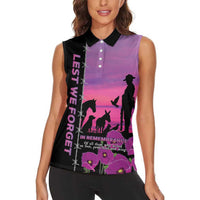 Personalised ANZAC War Animals Women Sleeveless Polo Shirt Lest We Forget Memorial
