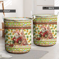 Hawaiian Santa Aloha Pineapple Christmas Laundry Basket Mele Kalikimaka - Polynesian Pride