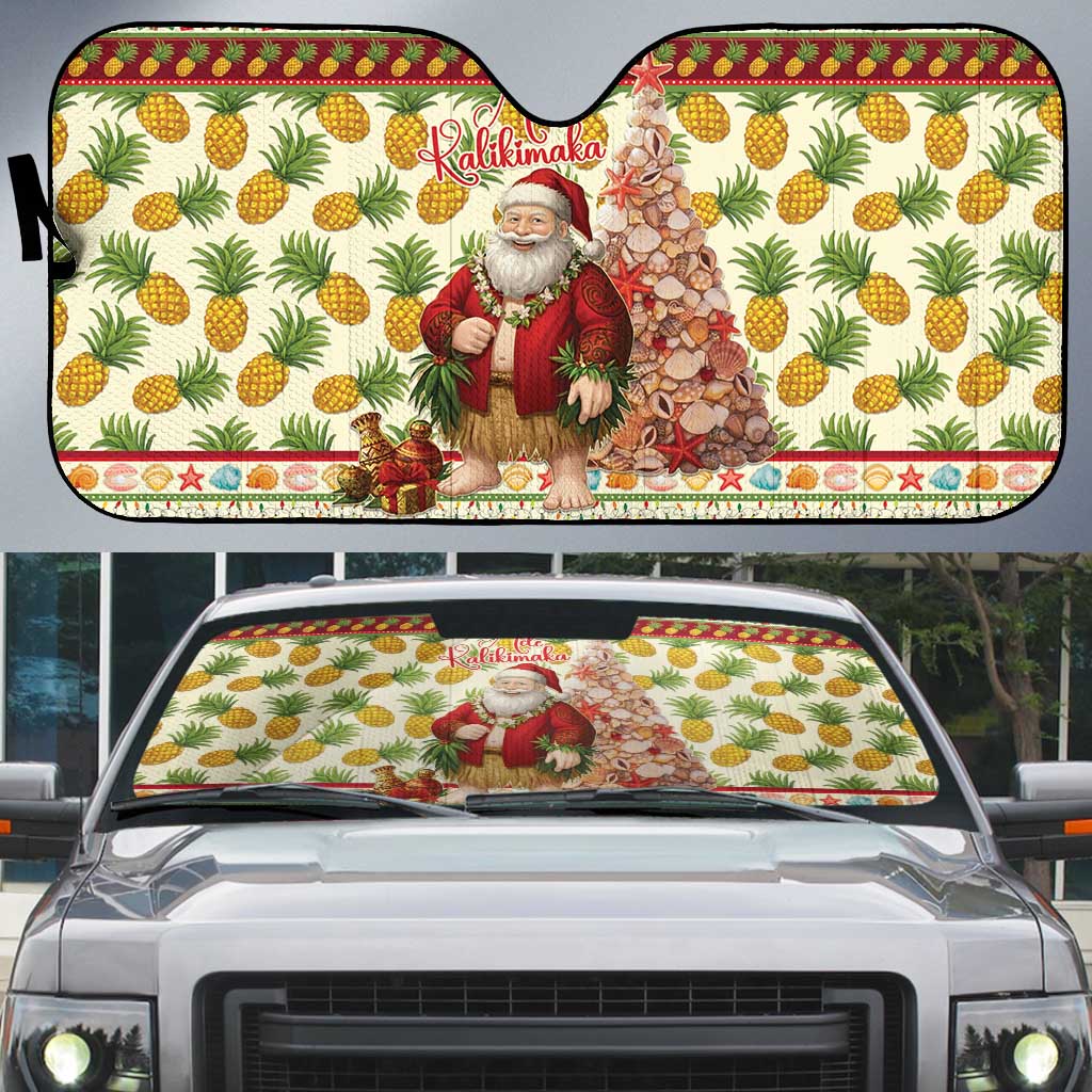 Hawaiian Santa Aloha Pineapple Christmas Auto Sun Shade Mele Kalikimaka - Polynesian Pride