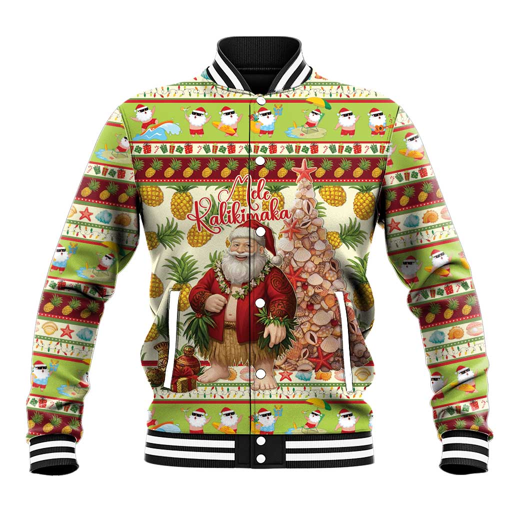 Hawaiian Santa Aloha Pineapple Christmas Baseball Jacket Mele Kalikimaka - Polynesian Pride