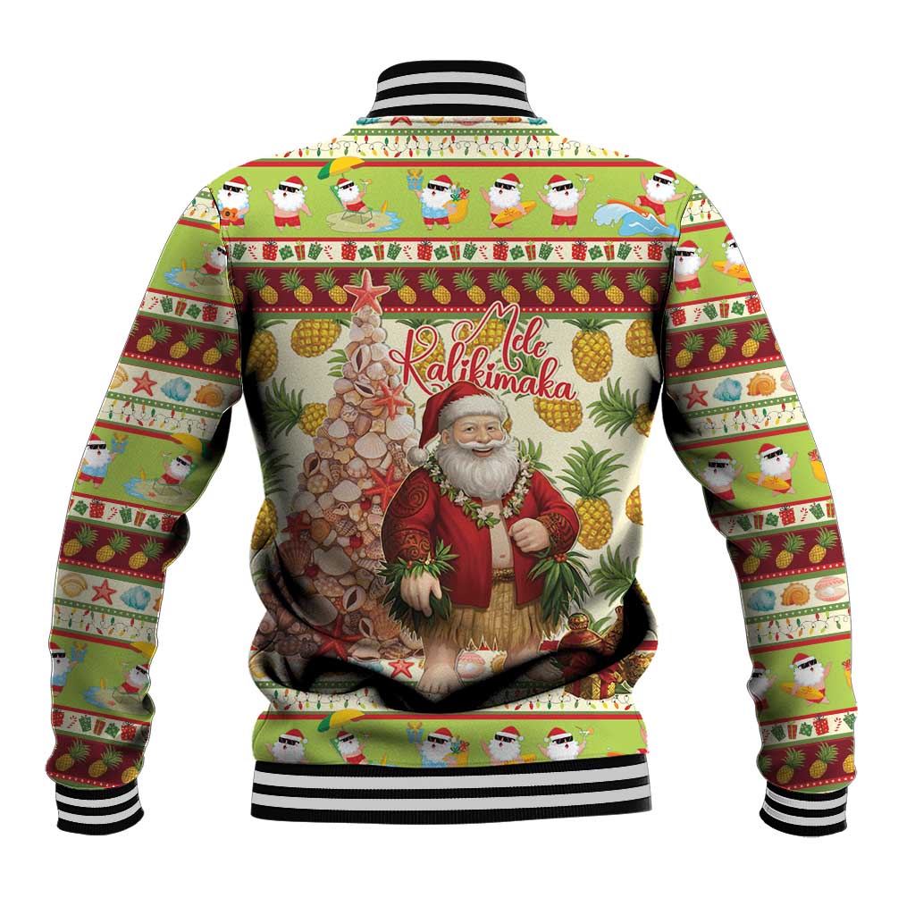 Hawaiian Santa Aloha Pineapple Christmas Baseball Jacket Mele Kalikimaka - Polynesian Pride