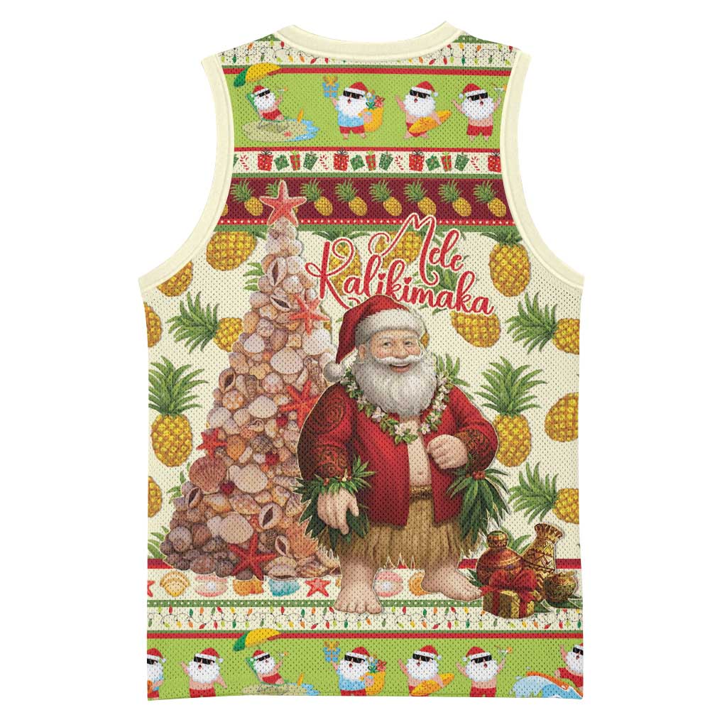 Hawaiian Santa Aloha Pineapple Christmas Basketball Jersey Mele Kalikimaka - Polynesian Pride