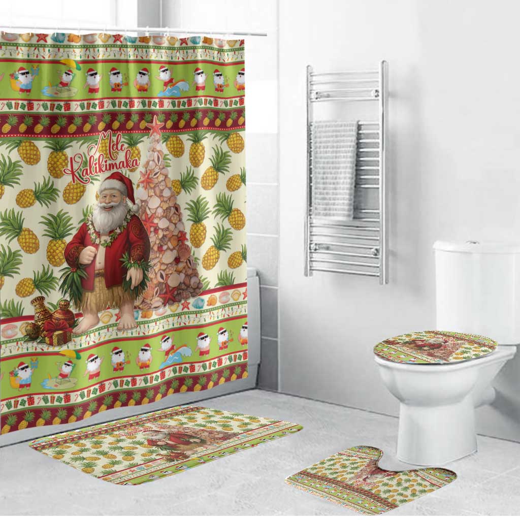 Hawaiian Santa Aloha Pineapple Christmas Bathroom Set Mele Kalikimaka - Polynesian Pride